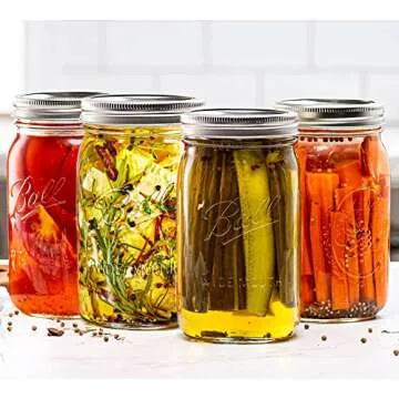 Wide Mouth Mason Jars 32 oz 4 Pack for Canning & Storage