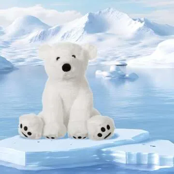 Apricot Lamb Cute Plush White Polar Bear Stuffed Animal - 8 Inches Cuddly Companion