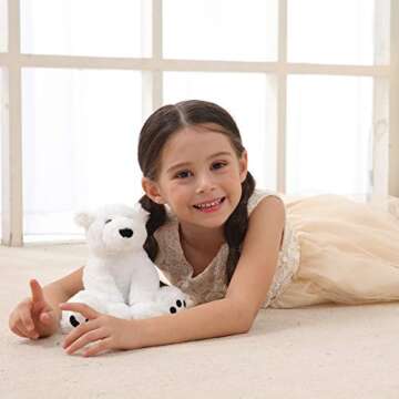 Cuddly 8-Inch Plush White Polar Bear for Kids