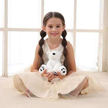 Cuddly 8-Inch Plush White Polar Bear for Kids