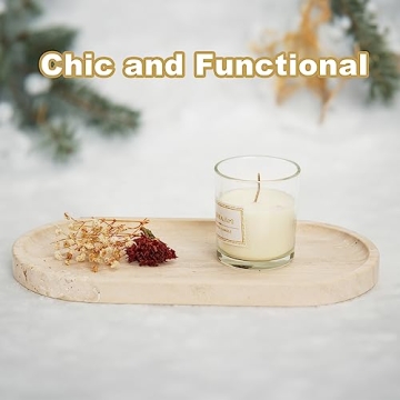 Koville Turkish Natural Travertine Tray, 12"x6" Vanity Decorative Marble Tray for Countertop Organizer, Catchall Tray for Perfume, Candles, Jewelry Dish Tray