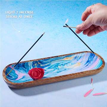 Folkulture Incense Holder or Incense Burner, Incense Holder for Sticks, Ash Catcher or Insence-Stick Holder or Insence Tray for Table Decor, 12-inch Long and 4-inch Wide, Mango Wood, Galaxy