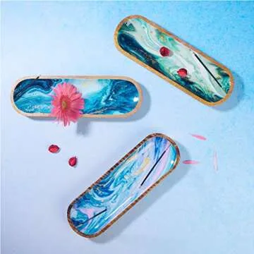 Folkulture Incense Holder or Incense Burner, Incense Holder for Sticks, Ash Catcher or Insence-Stick Holder or Insence Tray for Table Decor, 12-inch Long and 4-inch Wide, Mango Wood, Galaxy