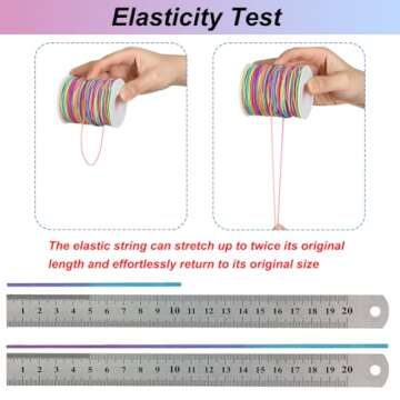 Tenn Well 1mm Elastic String, 328 Feet Rainbow Stretchy Bracelet String Beading Cord for Bracelets, Necklaces, Jewelry Making, Pony Beads and Crafts