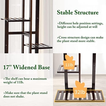 Plant Stands for Indoor Multiple, 6 Tier 7 Potted Plant Shelf, 46 Inch Tall Corner Plant Holder for Living Room, Bamboo Plant Display Rack Adjustable for House Balcony