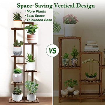Plant Stands for Indoor Multiple, 6 Tier 7 Potted Plant Shelf, 46 Inch Tall Corner Plant Holder for Living Room, Bamboo Plant Display Rack Adjustable for House Balcony