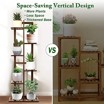 Plant Stands for Indoor Multiple, 6 Tier 7 Potted Plant Shelf, 46 Inch Tall Corner Plant Holder for Living Room, Bamboo Plant Display Rack Adjustable for House Balcony