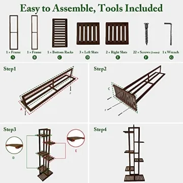 Plant Stands for Indoor Multiple, 6 Tier 7 Potted Plant Shelf, 46 Inch Tall Corner Plant Holder for Living Room, Bamboo Plant Display Rack Adjustable for House Balcony