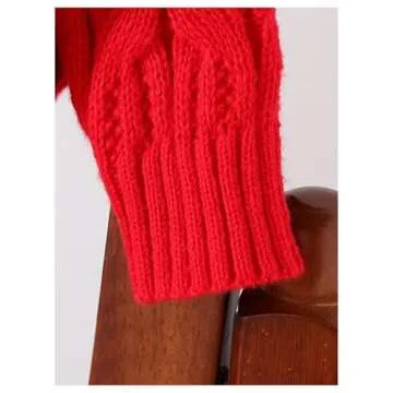 Floerns Toddler Girl's Cute 3D Bow Decor Long Sleeve Sweater Cable Knit Pullover Top Red 4Y