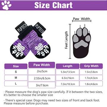 PUPTECK Anti-Slip Dog Socks with Double Sides Grips for Small Medium Large Dogs Hardwood Floors Prev...