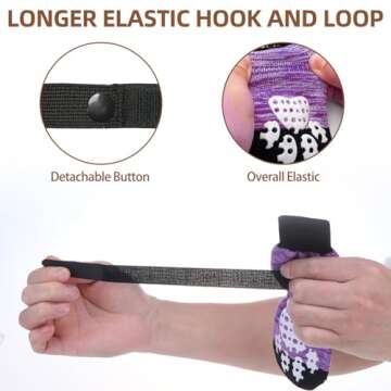 PUPTECK Anti-Slip Dog Socks with Double Sides Grips for Small Medium Large Dogs Hardwood Floors Prevents Licking, Dog Shoes for Hot Pavement Traction Control Paw Protector for Senior Dogs, Purple S