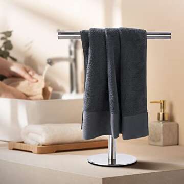 T-Shape Hand Towel Holder Stand, SUS304 Stainless Steel for Bathroom, Kitchen or Vanity Countertop