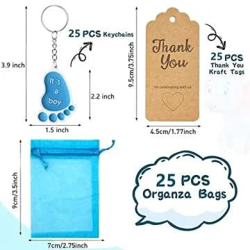 25 Sets It's a Boy Baby Footprint Keychain Baby Shower Return Gifts for Guests for Adult, Souvenirs ...
