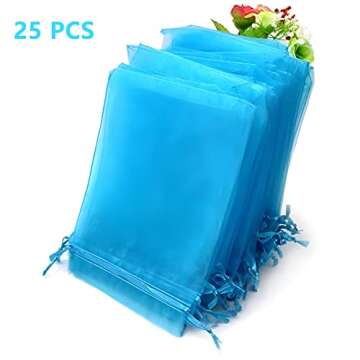 25 Sets It's a Boy Baby Footprint Keychain Baby Shower Return Gifts for Guests for Adult, Souvenirs Supplies and Decorations with Organza Bags Thank You Kraft Tags for Baby Shower Party Favors(Blue)