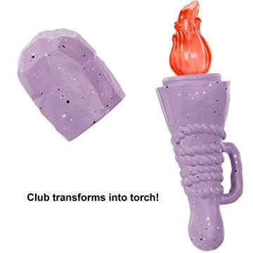 Mattel Cave Club Emberly Doll (8-10-inch, Pink Hair) Poseable Prehistoric Fashion Doll with Dinosaur Pet and Accessories, Gift for 4 Year Olds and Up