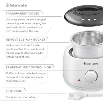 Salon Sundry Portable Electric Hot Wax Warmer Machine for Hair Removal - Black Lid