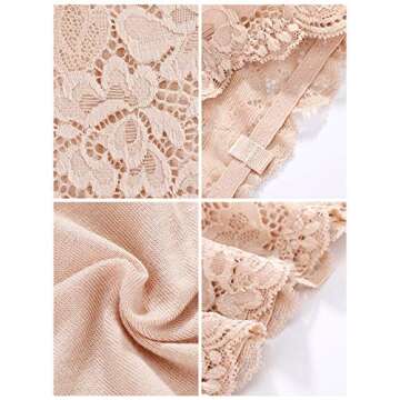 Boao 3 Pieces Women's Floral Lace Tube Top Bandeau Strapless Bras Seamless Stretchy Chest Wrap (Black, White, Beige)