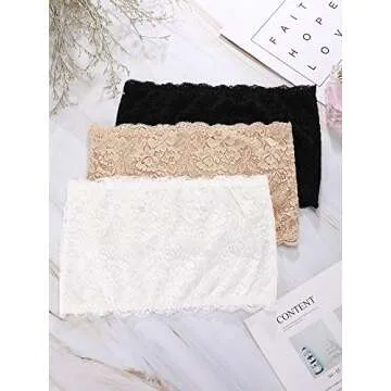 Stylish Boao Floral Lace Strapless Bandeaus in 3-Pack