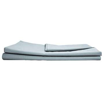 Coyuchi - 300 Thread Count - Organic Cotton Percale Pillowcase Set - Smooth, Cool, Soft Cotton Pillowcase Set - Medium Weight (Stone Blue, King)