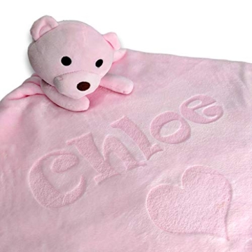 Personalized Teddy Bear Baby Blanket for Girls - Custom Gift