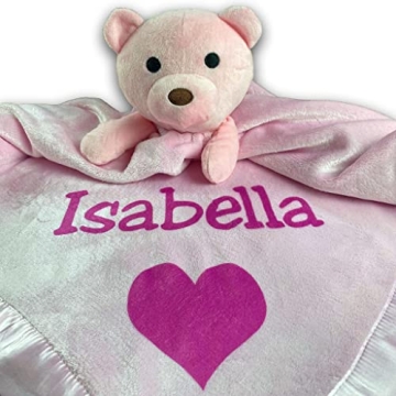 Personalized Teddy Bear Baby Blanket for Girls - Custom Gift
