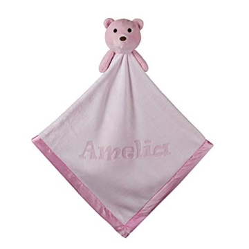 Personalized Teddy Bear Baby Blanket for Girls - Custom Gift