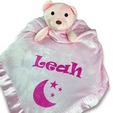Personalized Teddy Bear Baby Blanket for Girls - Custom Gift