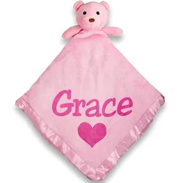 Personalized Teddy Bear Baby Blanket for Girls - Custom Gift