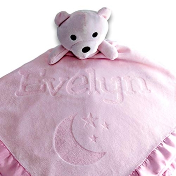 Personalized Teddy Bear Baby Blanket for Girls - Custom Gift