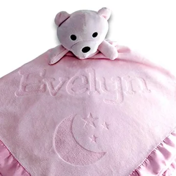 Personalized Teddy Bear Baby Blanket for Girls - Custom Gift