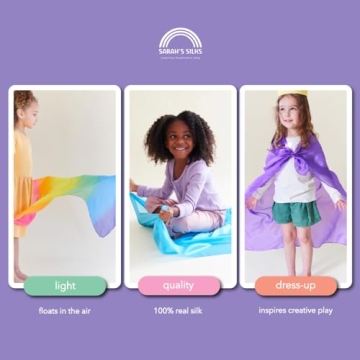 Sarah's Silks 3 Playsilks Set Rainbow Sky Blue Purple