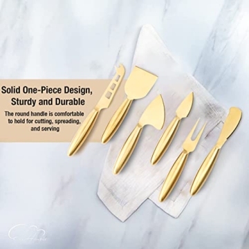 Gold Cheese Knife Set of 6 - Elegant Cheese Tools