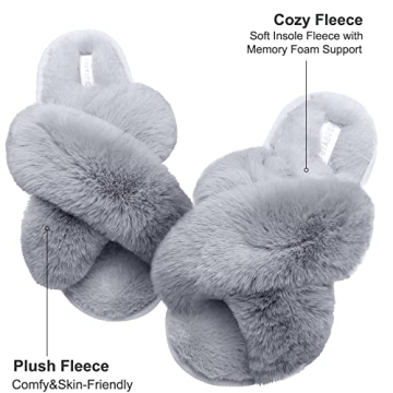 JIASUQI Women's Plush Fuzzy House Slippers for Comfort