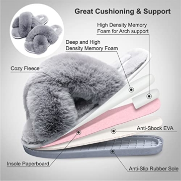 JIASUQI Women's Plush Fuzzy House Slippers for Comfort