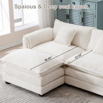 GNIXUU L Shaped Sectional Sofa with Movable Ottoman