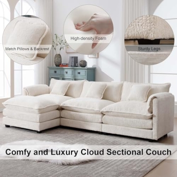 GNIXUU L Shaped Sectional Sofa with Movable Ottoman