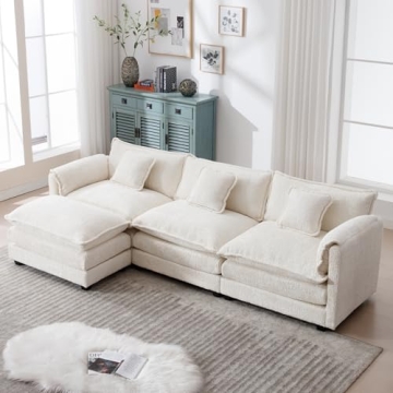 GNIXUU L Shaped Sectional Sofa with Movable Ottoman