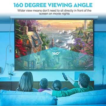 Electric Projector Screen with Remote, DINAH 120 inch Projector Screen, Automatic Air Indoor Projector Screen, Drop Down Projector Screen Pull Down, Motorized Projector Scree,4K 3D HD Projection Movie