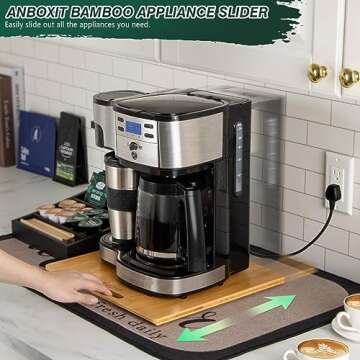 ANBOXIT Bamboo Appliance Slider, Sliding Tray for Coffee Maker, Kitchen Countertop Appliance Rolling...