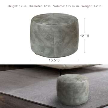 Thgonwid Unstuffed Faux Leather Pouf - Stylish & Versatile