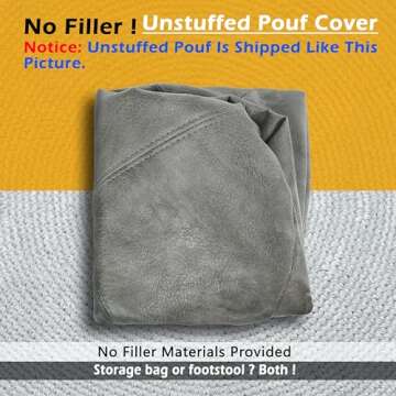 Thgonwid Unstuffed Faux Leather Pouf - Stylish & Versatile