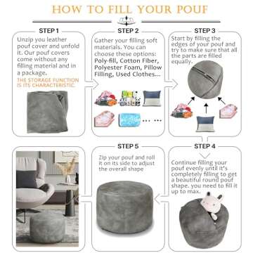 Thgonwid Unstuffed Faux Leather Pouf - Stylish & Versatile