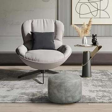 Thgonwid Unstuffed Faux Leather Pouf - Stylish & Versatile