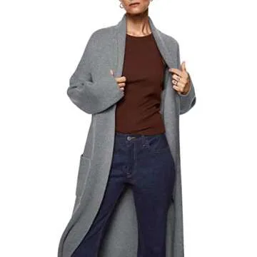 Womens Long Sleeve Maxi Cardigan Open Front Oversized Knitted Sweater Coat Casual Lapel Warm Overcoa...