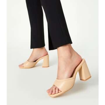 Arromic Women's Square Open Toe Heels Sandals Comfortable Block Chunky Heeled Slip on Mule Heel Summer Evening Party Wedding Prom Dress Pumps Shoes