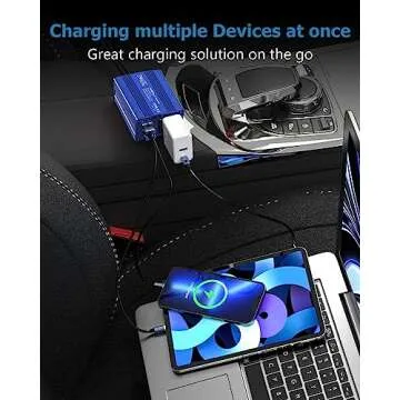 FOVAL 150W Car Power Inverter 12V DC to 110V AC Converter Vehicle Adapter Plug Outlet with 3.1A Dual USB Car Charger for Laptop Computer (Classic Blue)