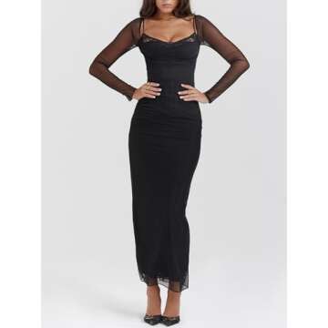 Zebaexf Women's Long Sleeve Cocktail Dress with Back Slit Now!