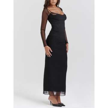 Zebaexf Long Sleeve Cocktail Dress - Elegant & Sexy
