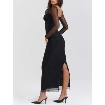 Zebaexf Long Sleeve Cocktail Dress - Elegant & Sexy