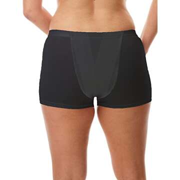 Vulvar Varicosity and Prolapse Support Boy-Leg Brief with Groin Compression Bands - Black - Small